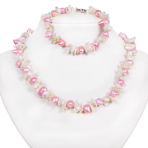 Armkette + Halskette 7074 - Süßwasserperlen - zum Schließen ins Bild klicken